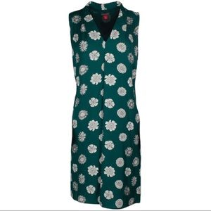 Vince Camuto green shift dress with cream flowers